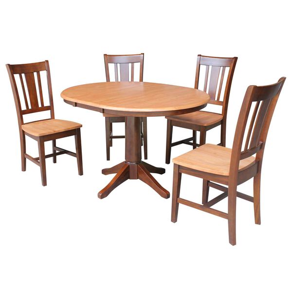 Cinnamon and Espresso Round Dining Table with Chairs, 5-Piece, image 1
