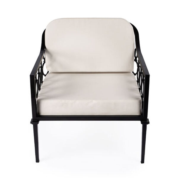 Southport Beige and Black Iron Upholstered Outdoor Lounge Chair, image 2