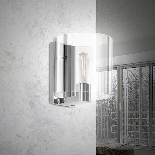 Delano One-Light - Polished Chrome with Clear Glass - Wall Sconce, image 2