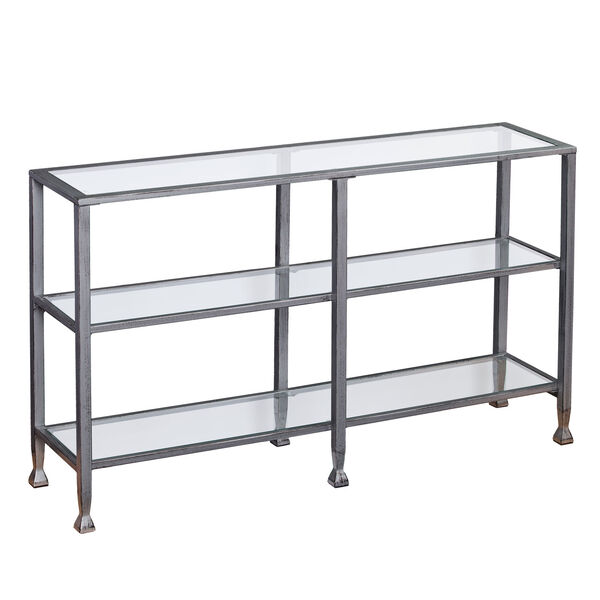 Jaymes Silver Metal and Glass 3-Tier Console Table, image 5
