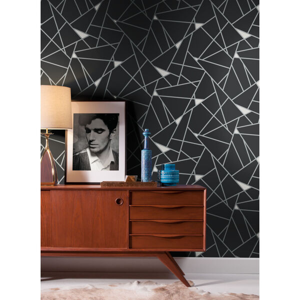 Black and Silver 27 In. x 27 Ft. Prismatic Wallpaper, image 1