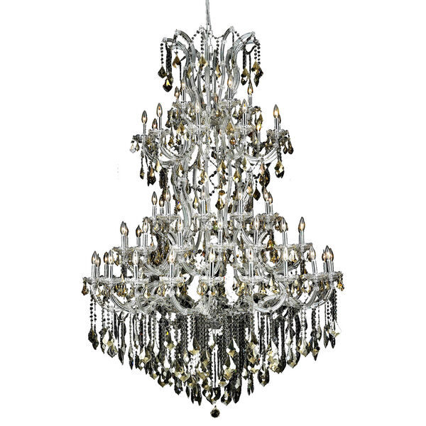Maria Theresa Chrome Sixty-One Light 54-Inch Chandelier with Royal Cut Golden Teak Smoky Crystal, image 1
