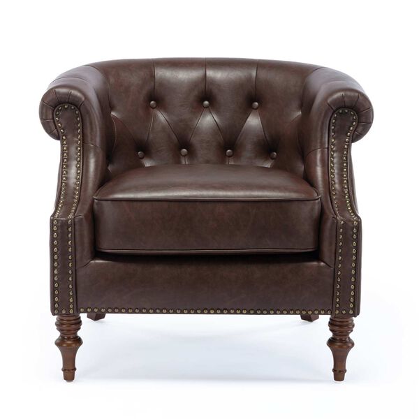 Chesterfield Brown Button Tufted Accent Chair, image 4