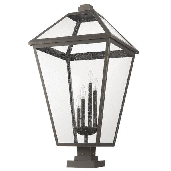 Talbot 37-Inch Four-Light Outdoor Pier Mounted Fixture with Seedy Shade, image 5
