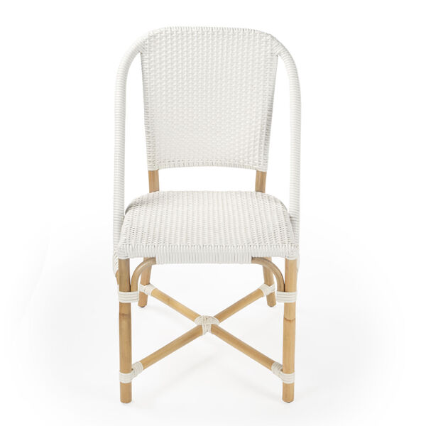 Tenor White and Beige Rattan Dining Chair, image 2