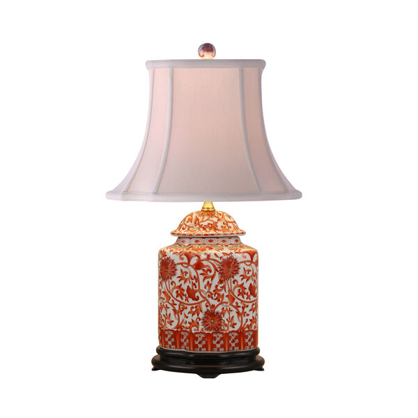 Orange Floral Table Lamp, image 1