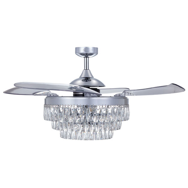 Veil Chrome 48-Inch One-Light Fandelier with Retractable Blades, image 1