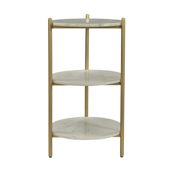 White and Gold 16-Inch Accent Table, image 2