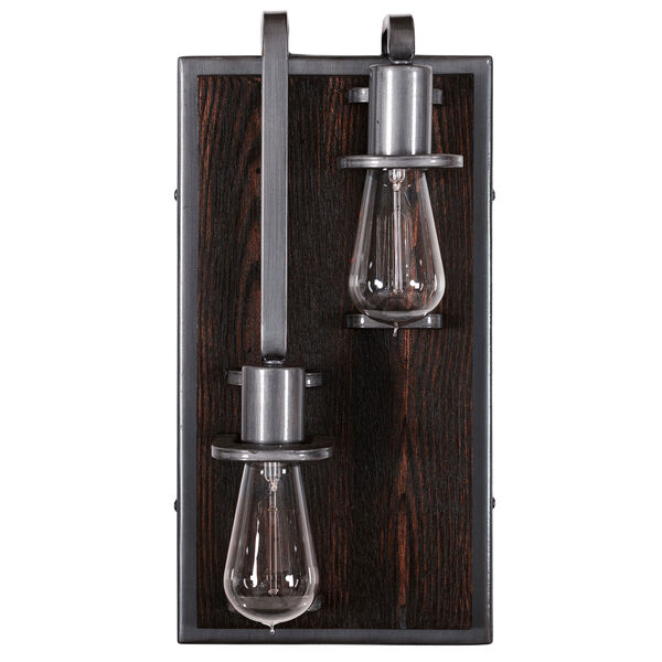 Lofty Steel and Faux Zebrawood Two Light Left Wall Sconce, image 3