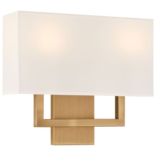 Mid Town Brass-Antique and Satin Rectangular Two-Light LED Wall Sconce, image 1