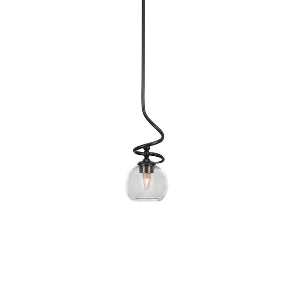 Capri Matte Black One-Light Mini Pendant with Six-Inch Clear Round Bubble Glass, image 1