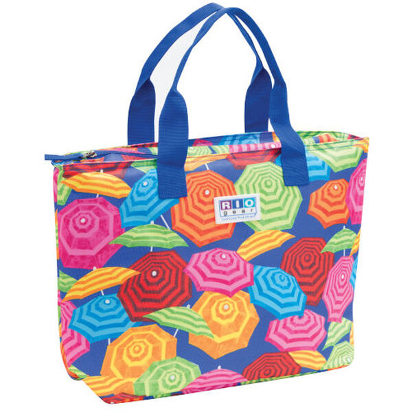 Multicolor Umbrella Print Insulated Cooler Beach Bag, image 1