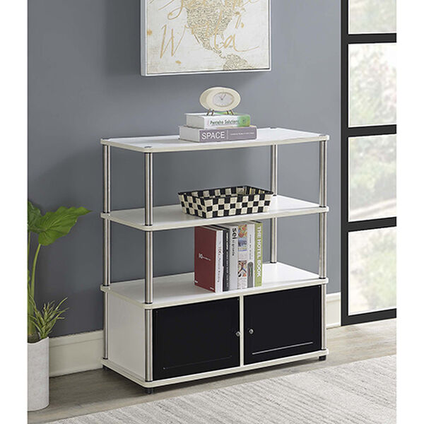 Designs2Go Highboy TV Stand with Storage Cabinets and Shelves for TVs up to 40 Inches in White, image 6