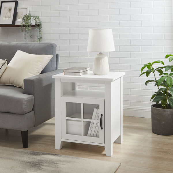 Simple Windowpane Glass Door Side Table with Open Cubby, image 1