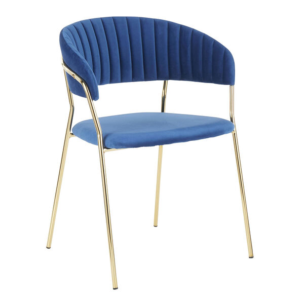 Tania Gold and Blue Arm Dining Chair, Set of 2, image 2