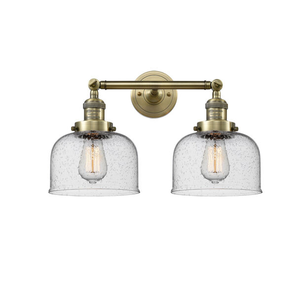 Large Bell Antique Brass 19-Inch Two-Light Bath Vanity, image 1