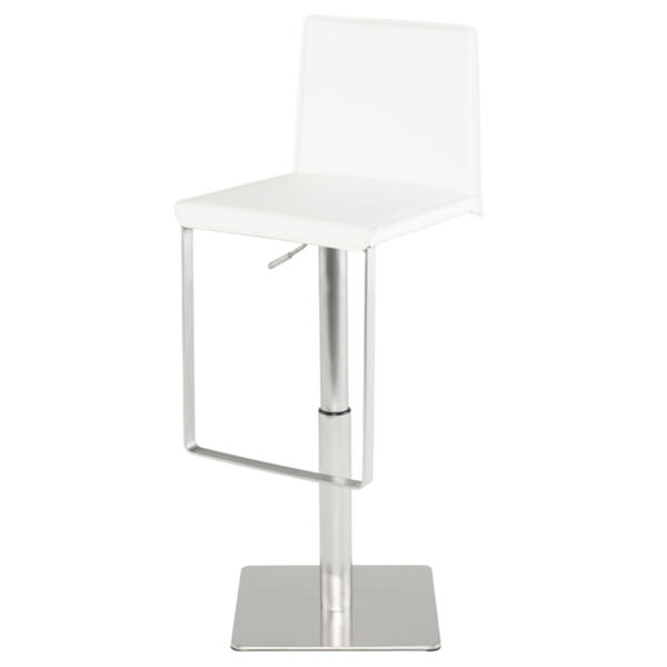 Kailee White and Silver Adjustable Stool, image 1