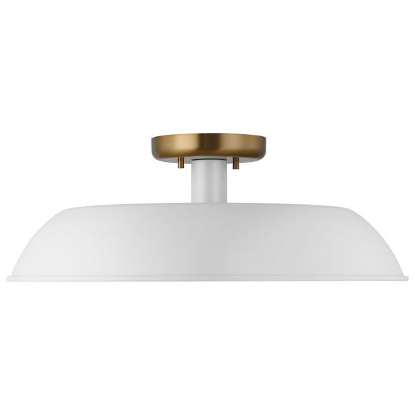 Colony Matte White and Burnished Brass One-Light Semi Flush Mount, image 3