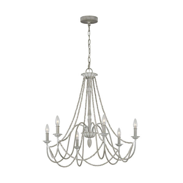 Maryville Washed Grey Six-Light Chandelier, image 1
