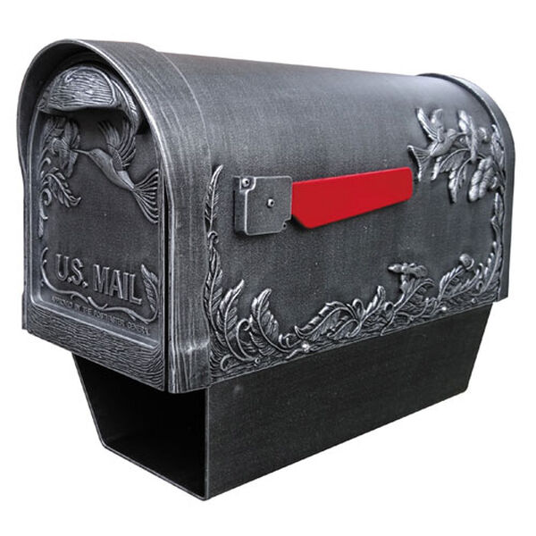 Hummingbird Silver Curbside Mailbox with Paper Tube, image 1