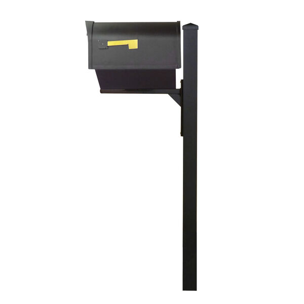 Classic Curbside Black Mailbox with Newspaper Tube and Wellington Mailbox Post, image 4