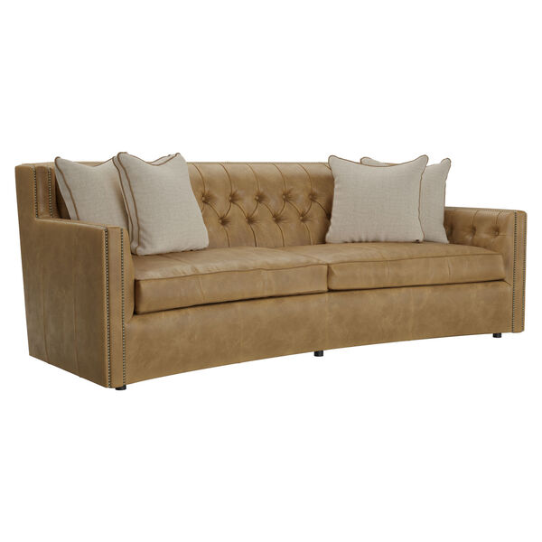 Candace Brown and Gray Leather Sofa, image 1