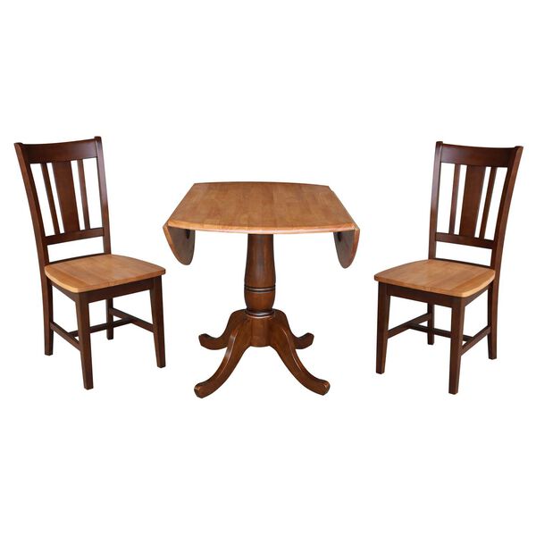 Cinnamon and Espresso 30-Inch High Round Top Pedestal Table with Chairs, 3-Piece, image 5