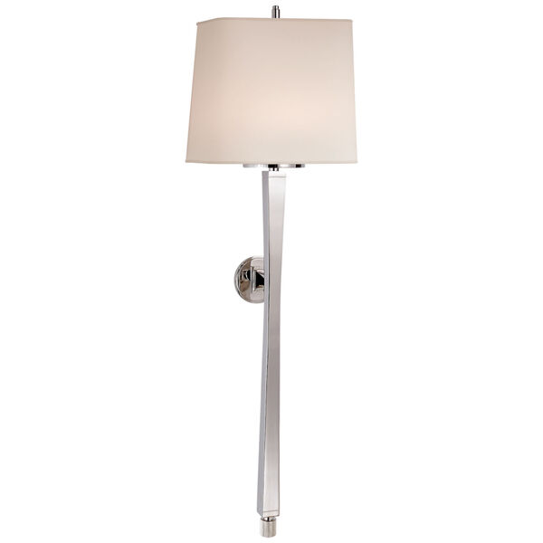 Edie Baluster Sconce in Polished Nickel with Natural Paper Shade by Thomas O'Brien, image 1