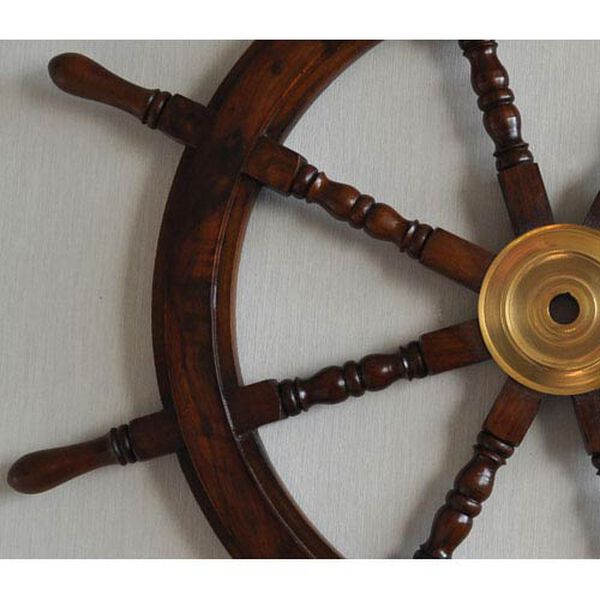 KINDWER Rich Cherry 36-Inch Wooden Ships Wheel, image 2