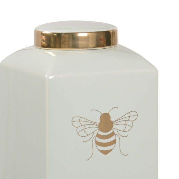 Shayla Copas Mint Glaze and Metallic Gold Bee King Ginger Jar, image 2