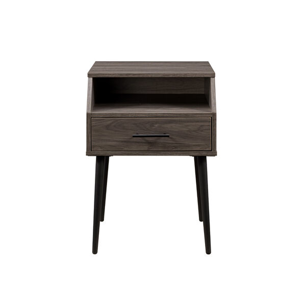 Nora Slate Gray One-Drawer Side Table with Open Storage, image 2
