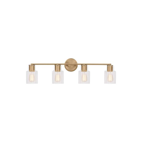 Sayward Satin Brass Four-Light Bath Sconce with Clear Glass by Drew and Jonathan, image 1