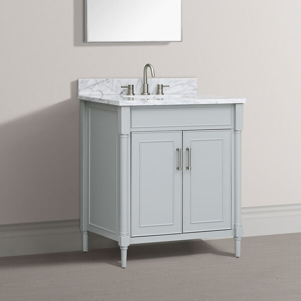 Bristol Light Gray 31-Inch Vanity Set with Carrara White Marble Top, image 3