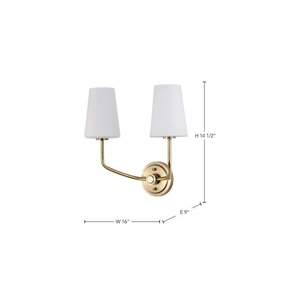 Cordello Vintage Brass Two-Light Wall Sconce, image 4