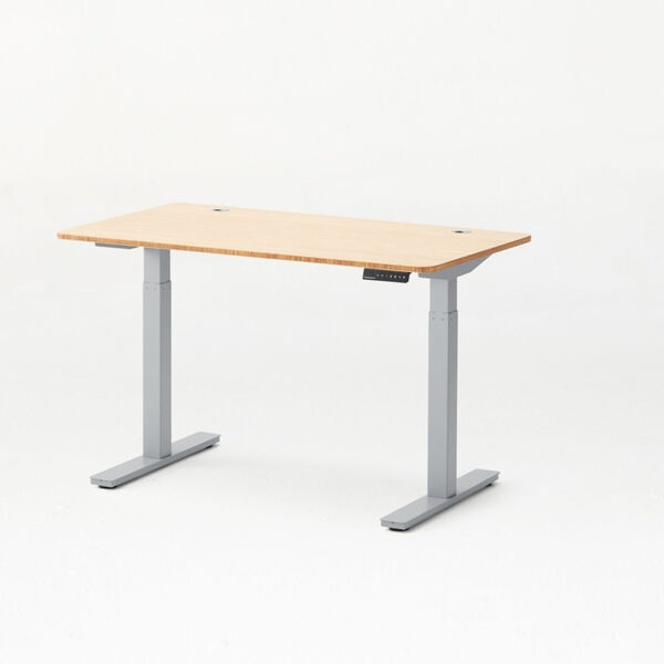 Autonomous Grey Frame Bamboo Classic Top Adjustable Height Standing Desk, image 1
