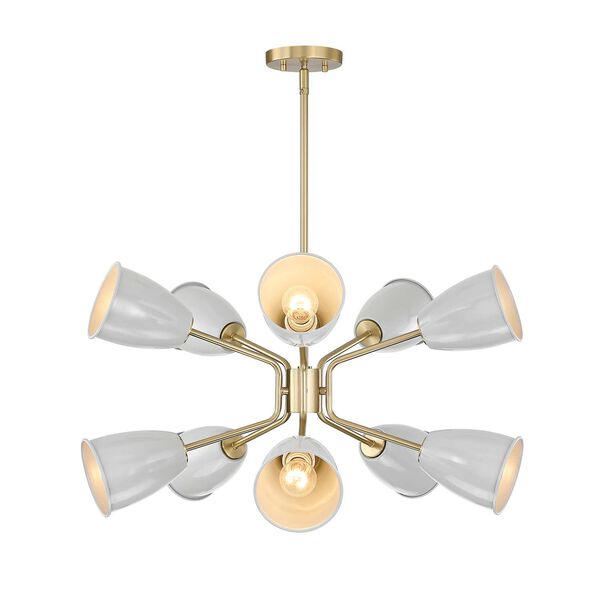 Biba Brushed Gold 10-Light Chandelier with Metal Shades, image 1