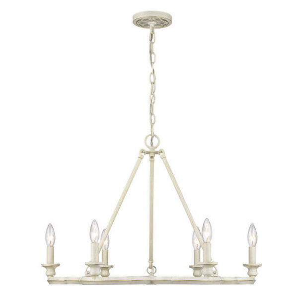 Saxon French White 27-Inch Six-Light Chandelier, image 2