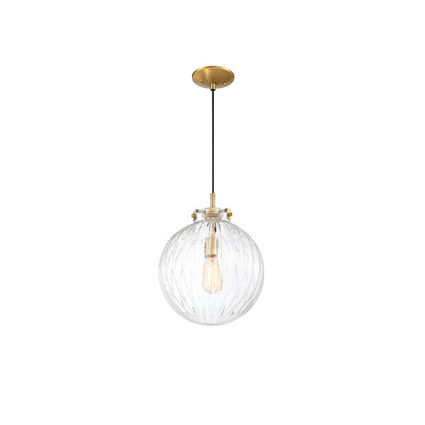 Whittier Brass One-Light Mini Pendant with Ribbed Glass, image 4