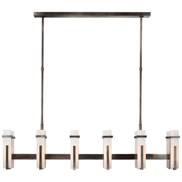 Malik Large Linear Chandelier in Bronze with Alabaster by Ian K. Fowler, image 1