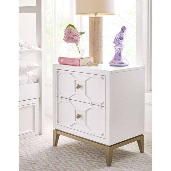 Chelsea by Rachael Ray White with Gold Accents Kids Nightstand with Decorative Lattice, image 2