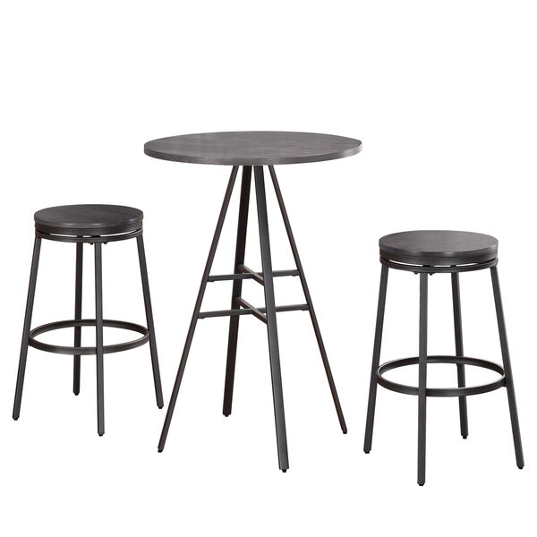 Chesson Gray 3-Piece Pub Height Table Set with Backless Swivel Stool, image 1