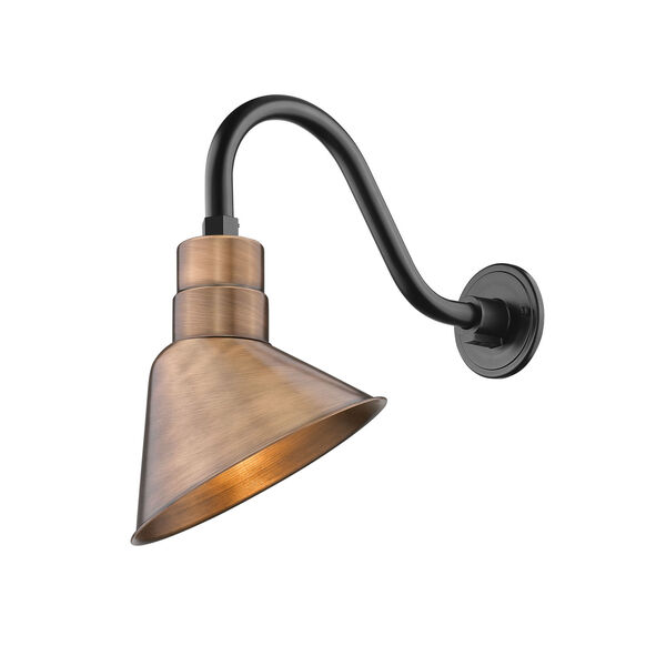 R Series Copper 10-Inch One-Light Outdoor Wall Sconce with Gooseneck, image 1