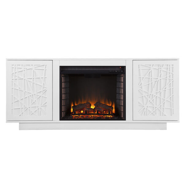 Delgrave White Electric Fireplace with Media Storage, image 4