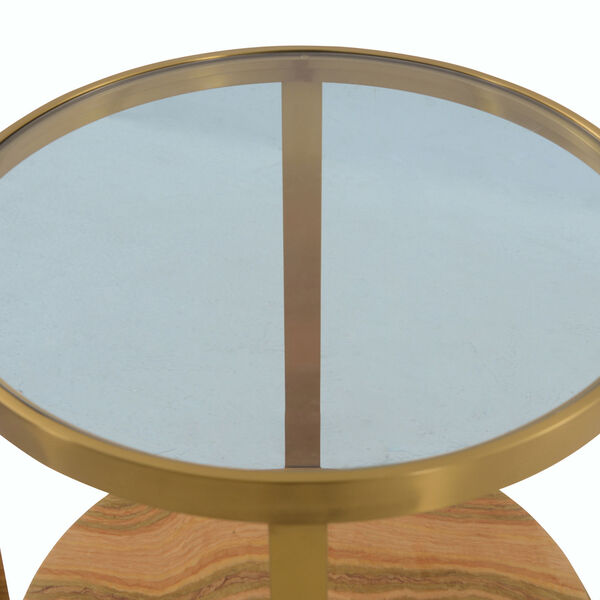 Hattie Glass Top Brushed Gold End Table, image 3