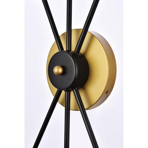 Lucca Black and Brass Three-Light Bath Sconce, image 4
