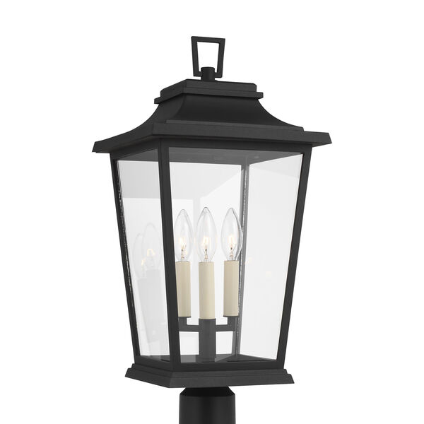 Warren Textured Black Three-Light Outdoor Post Lantern, image 1