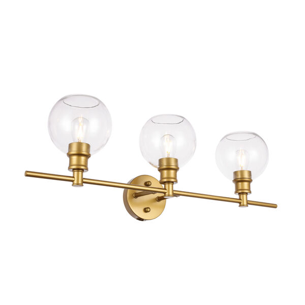 Collier Brass Three-Light Bath Vanity with Clear Glass, image 6