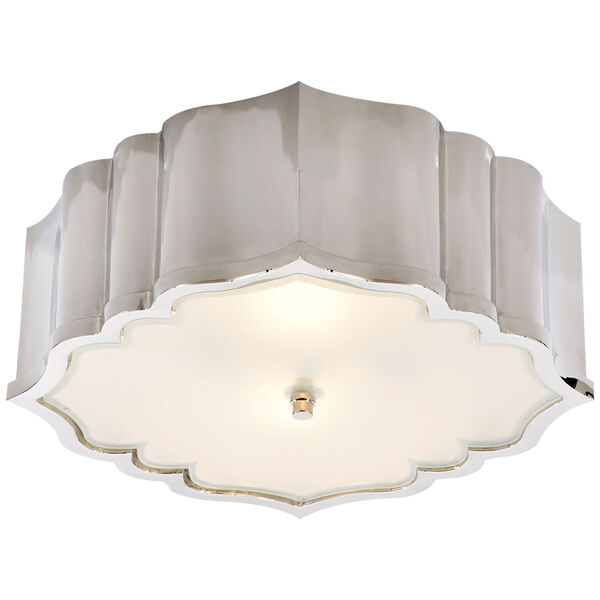 Balthazar Flush Mount in Polished Nickel with Frosted Glass by Alexa Hampton, image 1