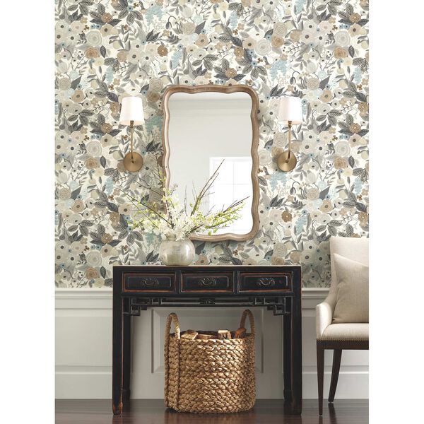 Garden Party Off White and Brown Peel and Stick Wallpaper, image 1