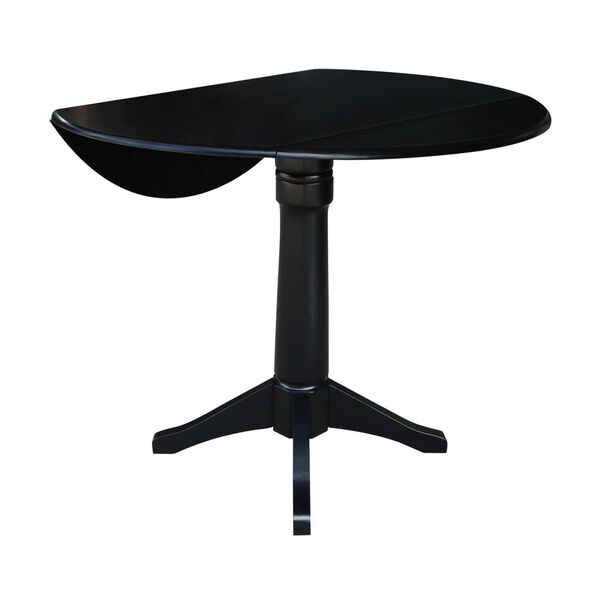 Black 36-Inch High Round Dual Drop Leaf Pedestal Dining Table, image 3